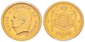 Monaco, Louis II 1922-1949
1 Franc Essai or, sans date (1943), AU 8 g. Tranche lisse
Ref : G. MC131
Conservation : PCGS SP64
Quantité: 100 exempla...