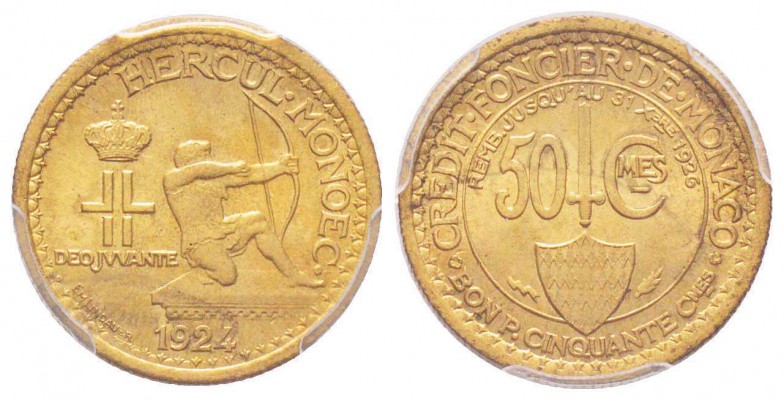 Monaco, Louis II 1922-1949
50 centimes  1924, Cu-Al 2 g. Poissy
Ref : G. MC125...