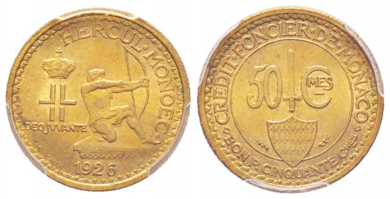 Monaco, Louis II 1922-1949
50 centimes  1926, Cu-Al, 2 g. Poissy
Ref : G. MC12...