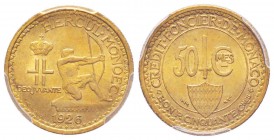 Monaco, Louis II 1922-1949
50 centimes  1926, Cu-Al, 2 g. Poissy
Ref : G. MC126
Conservation : PCGS MS65