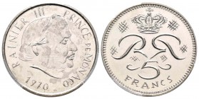 Monaco, Rainier 1949-2005
Prototype #2, 5 Francs, 1970, Nickel 10.19 g. 
Ref : G. MC153
Conservation : PCGS SP62. Rarissime. 