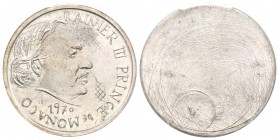 Monaco, Rainier 1949-2005
Prototype #1 Uniface, 5 Francs, 1970, Nickel 13.55 g.
Ref : G. MC -
Conservation : PCGS SP66+. Rarissime