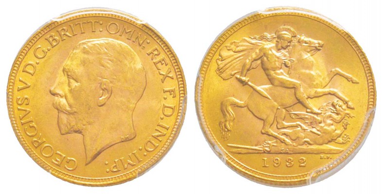 Afrique du Sud, George V 1910-1936
Sovereign, Pretoria, 1932SA, AU 7.98 g. 
Re...