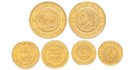 Algerie, République 1962-
5 Dinars, 2 Dinars, 1 dinar, AH 1411 (1991), AU 16.12 g./6.45 g./3.22 g. 920‰ 
Ref : Fr.5-6-7, KM#120-121-122, 
Conservat...