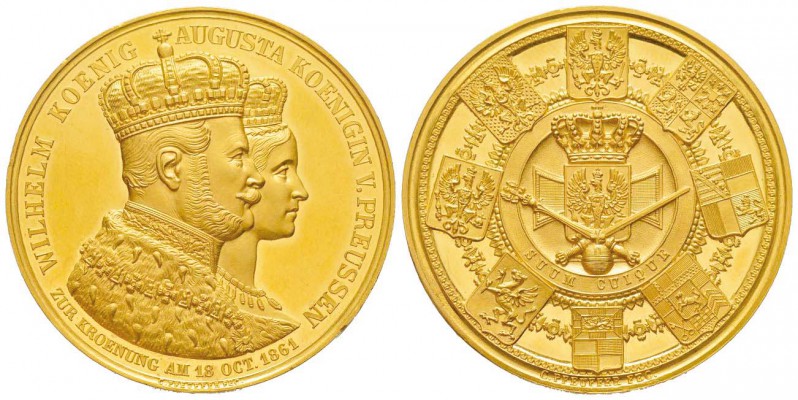 Allemagne, Wilhelm I, 1861-1888
Médaille en or de Couronnement de 12 Ducats, 18...