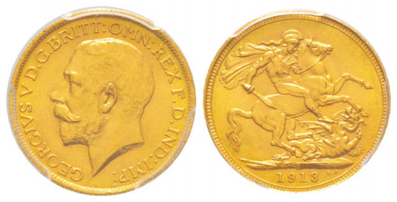 Australie, George V 1910-1936
Sovereign, Sydney, 1913 S, AU 7.98 g. 917‰   
Re...