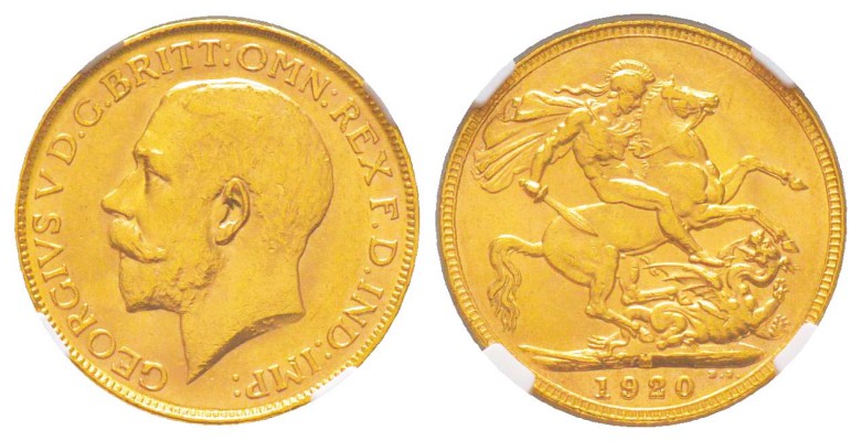 Australie, George V 1910-1936
Sovereign, Melbourne, 1920 M, AU 7.98 g. 917‰  
...