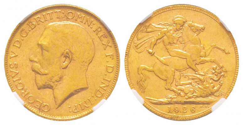 Australie, George V 1910-1936
Sovereign, Perth, 1926 P, AU 7.98 g. 917‰  
Ref ...