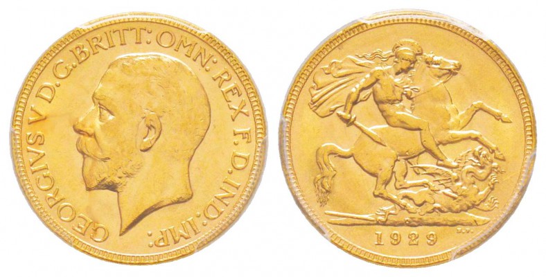 Australie, George V 1910-1936
Sovereign, Perth, 1929 P, AU 7.98 g. 917‰  
Ref ...