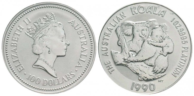 Australie, Elizabeth II 1952-
100 Dollars Koala, 1990, platine 31.19 g. frappe ...