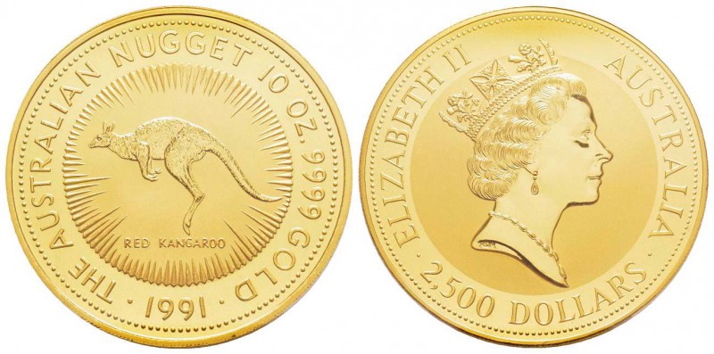 Australie, Elizabeth II 1952-
2500 Dollars Kangaroo, 10 Oz, 1991, AU 311.06 g. ...