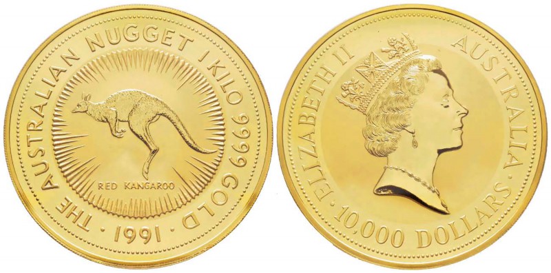 Australie, Elizabeth II 1952-
10000 Dollars Kangaroo, 1991, AU 1000 g. 
Ref : ...