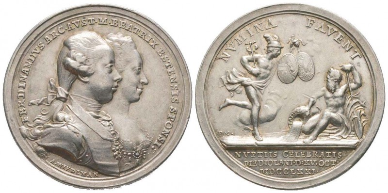 Autriche, Josef II  1765-1790
Médaille pour le mariage à Milan de Ferdinand d'A...