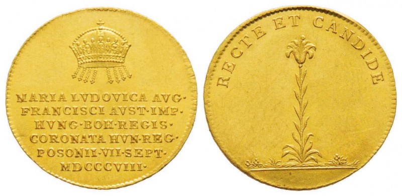 Autriche, Franz I 1808-1835
Médaille en or, couronnement de Maria Ludovica, le ...