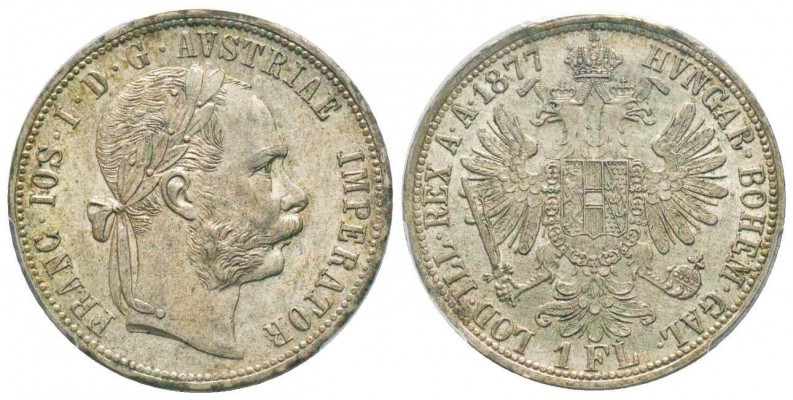 Autriche, Franz Joseph 1848-1916
Florin, 1877, AG 12.34 g. 
Ref : KM#2222
Con...