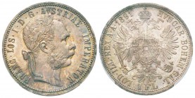 Autriche, Franz Joseph 1848-1916
Florin, 1891, AG 12.34 g. 
Ref : KM#2222
Conservation : PCGS MS62