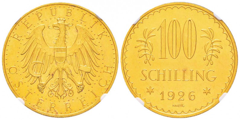 Autriche, République 1918-
100 Schilling, 1926, AU 23.52 g.
Ref : Fr.520, KM#2...
