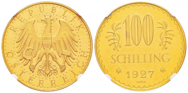 Autriche, République 1918-
100 Schilling, 1927, AU 23.52 g.
Ref : Fr.520, KM#2...