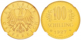 Autriche, République 1918-
100 Schilling, 1927, AU 23.52 g.
Ref : Fr.520, KM#2842
Conservation : NGC PL65