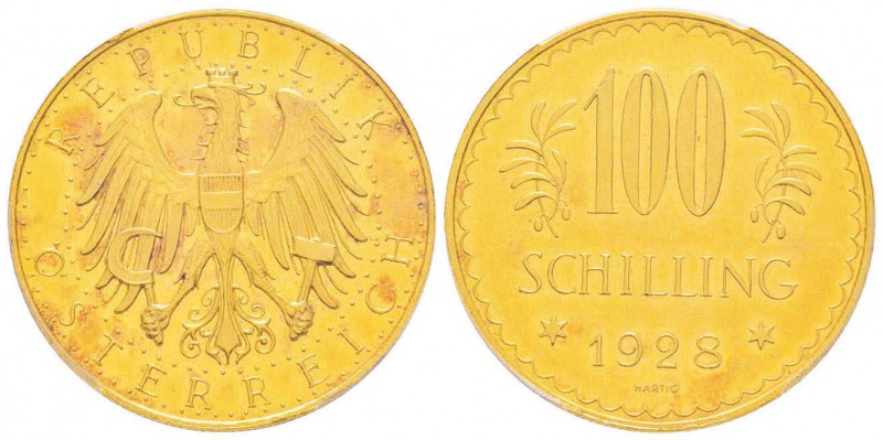 Autriche, République 1918-
100 Schilling, 1928, AU 23.52 g.
Ref : Fr.520, KM#2...