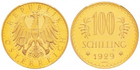 Autriche, République 1918-
100 Schilling, 1929, AU 23.52 g.
Ref : Fr.520, KM#2842
Conservation : PCGS PL64
