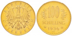 Autriche, République 1918-
100 Schilling, 1934, AU 23.52 g.
Ref : Fr.520, KM#2842
Conservation : PCGS PL61