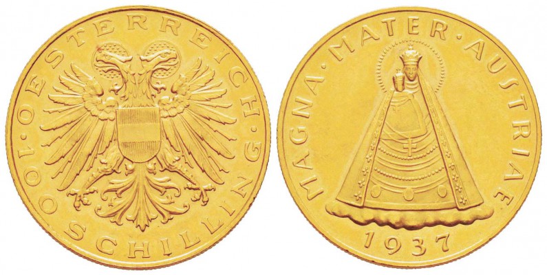 Autriche, République 1918-
100 Schilling, 1937, AU 23.47 g.
Ref : Fr.522, KM#2...