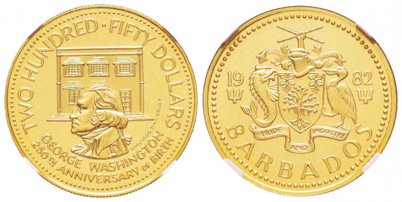 Bardbados
250 Dollars, 1982, George Washington, AU 6.6 g. 900‰
Ref : Fr.7, KM#...