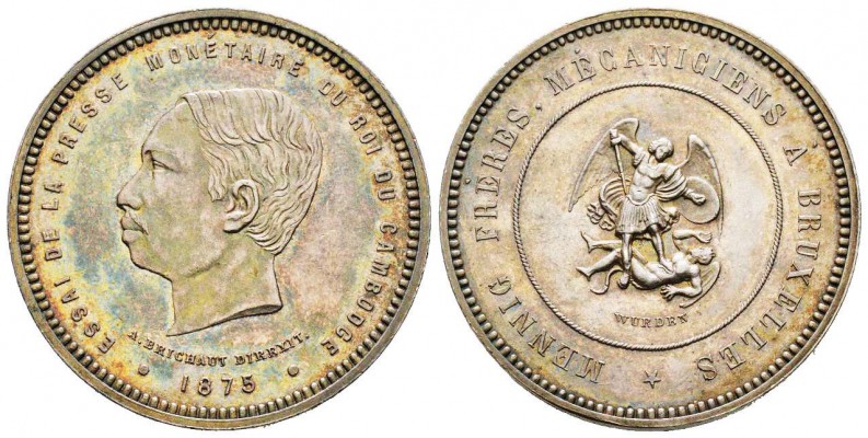 Cambodge, Norodom Ier 1860-1904
Module de 5 Francs, Essai de presse monétaire, ...
