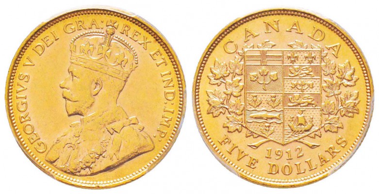 Canada, George V 1910-1936
USA, 5 Dollars, 1912 C, Ottawa, AU 8.35 g. 
Ref : K...