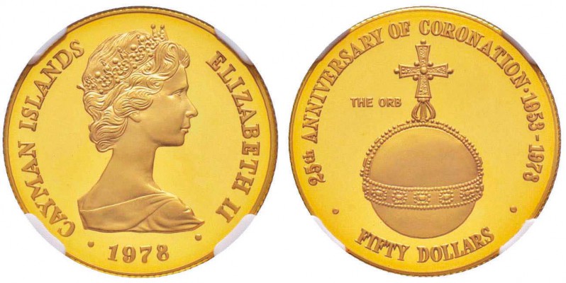 Caïmans (îles )
50 Dollars, 1978, 25ème anniversaire de couronnement, the Orb, ...