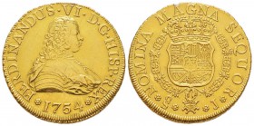 Chile, Ferdinando VI 1746-1760
8 Escudos, Santiago, 1754 OS j, au 26.9 g.
Ref: Cal.76, Fr.5
Conservation: Superbe