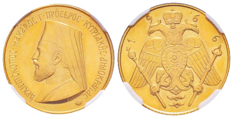 Chypre
République
1 Pound, 1966, Makarios III, AU 8 g.
Ref : Fr.6b, UWC X#M4...