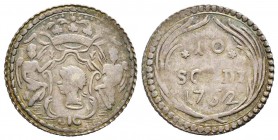 Corse, Pascal Paoli 1762-1768  
10 soldi, Murato, 1762, AG  2.30 g.    
Avers : Dans un cercle surmonté d'un grènetis, tête de Maure dans une cartou...