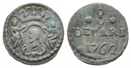 Corse, Pascal Paoli 1762-1768  
8 denari, Murato, 1762, Billon 0.65 g.   
Avers : Dans un cercle de grènetis, tête de Maure dans une cartouche couro...