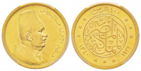 Egypte, Fouad Ier (1341-1355 AH) 1922-1936
100 Piastres, 1340 (1922), AU 8.5 g. 
Ref : Fr.27, KM#341
Conservation : PCGS MS62 or jaune