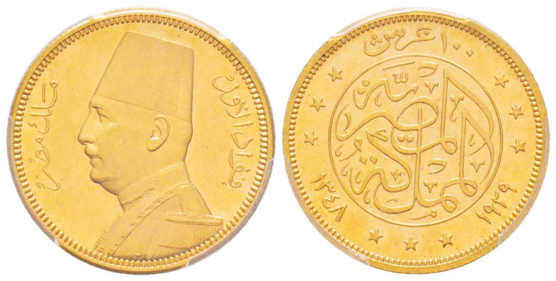 Egypte, Fouad Ier (1341-1355 AH) 1922-1936
100 Piastres, 1348 (1929), AU 8.5 g....