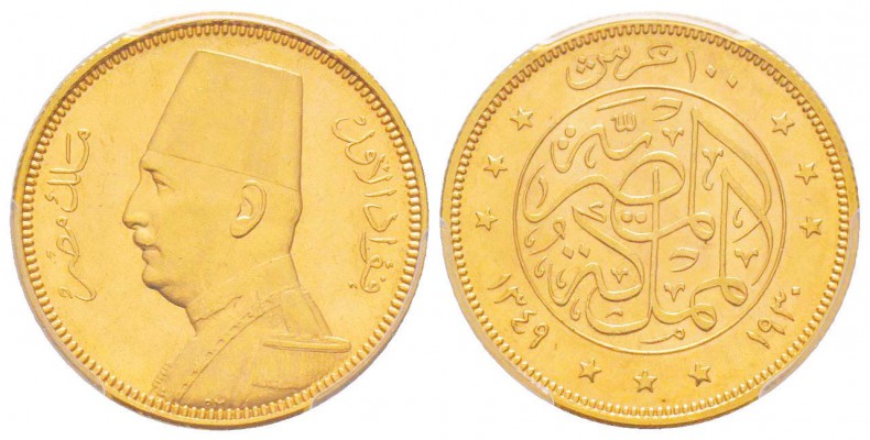 Egypte, Fouad Ier (1341-1355 AH) 1922-1936
100 Piastres, 1349 (1930), AU 8.5 g....