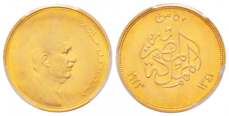 Egypte, Fouad Ier (1341-1355 AH) 1922-1936
50 Piastres, 1341 (1923), AU 4.25 g....