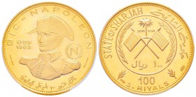 Émirats arabes unis, Sharjah
100 Riyals, AH 1389 (1970), Napoleon, AU 12.97 g. 
Ref : Fr.2, KM#9
Conservation : PCGS Proof 65 DEEP CAMEO