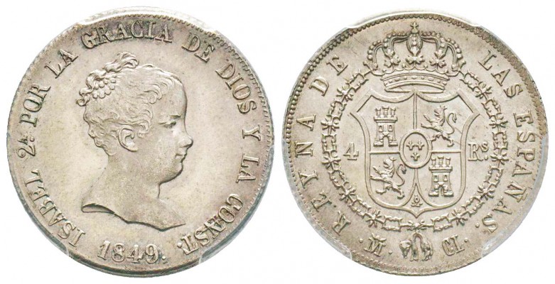 Espagne, Isabel II 1833-1868    
4 Reales, Madrid, 1849 CL, AG 
Ref : KM#519.2...