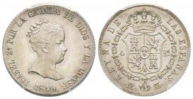 Espagne, Isabel II 1833-1868    
4 Reales, Madrid, 1849 CL, AG 
Ref : KM#519.2
Conservation : PCGS MS63
