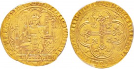 France -  Valois
Philippe VI de Valois (1328-1350)
Ecu d'or à la chaise, 6ème émission (6 mai 1349), AU 4.5 g. 
Avers : PHILIPVS DEI GRA FrancORVM ...