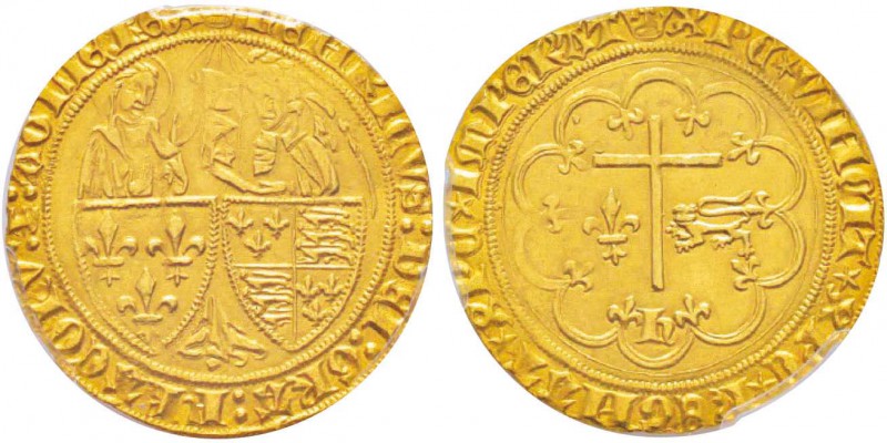 Henri VI d'Angleterre (1422-1453)
Salut d'or, 2e émission (6 septembre 1423), A...