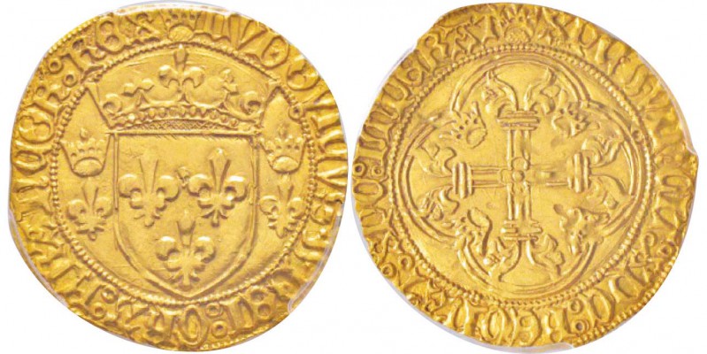 Louis XI  (1461-1483)
Ecu d'Or à la couronne, première émission, Toulouse, AU 3...
