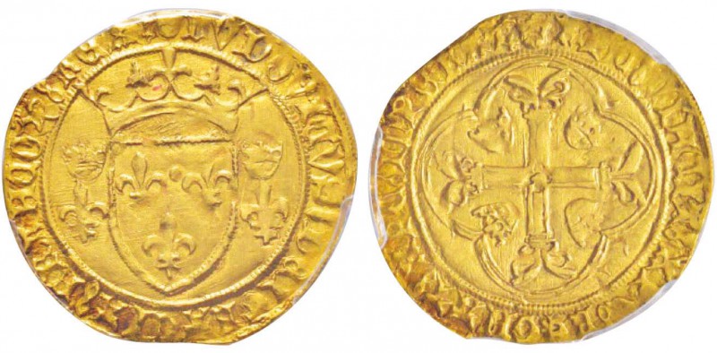 Louis XI  (1461-1483)
Ecu d'Or à la couronne, première émission, AU 3.5 g. 
Av...