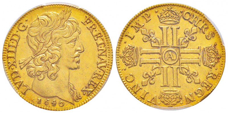 Louis XIII 1610-1643
Double louis d'or, 2ème type mèche courte sans baies, Pari...