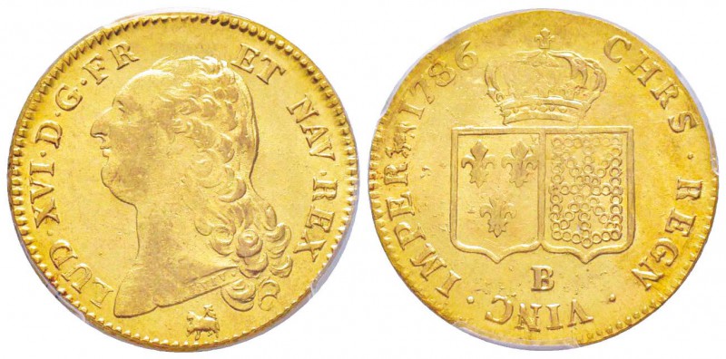 France, Louis XVI, 1774-1793
Double Louis d'or à la tête nue, Rouen, 1786 B, AU...