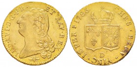 France, Louis XVI, 1774-1793
Double Louis d'or à la tête nue, Lyon, 1786 D, AU 15.25 g.
Avers :  LUD XVI D G FR ET NAV REX Tête nue à gauche.
Rever...
