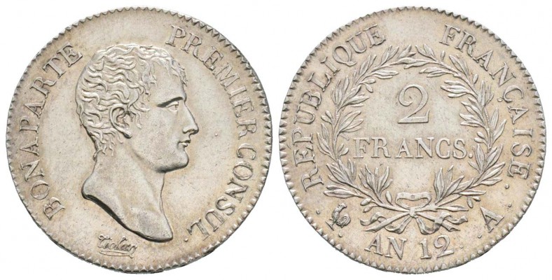 France, Premier Consul 1799-1804     2 Francs, Paris, AN 12 A, AG 10 g.         ...
